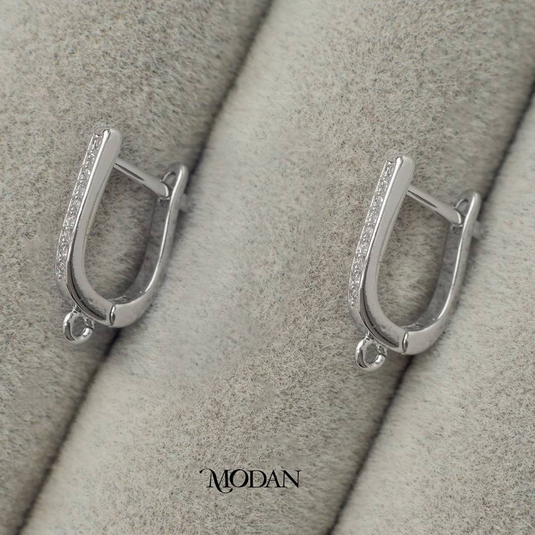 Simple Micro Paved Lined English Lock Earrings DIY Earrings Findings Pengait Anting Berlian Pasir Garis Unfinished Hypoallergenic Gold Filled