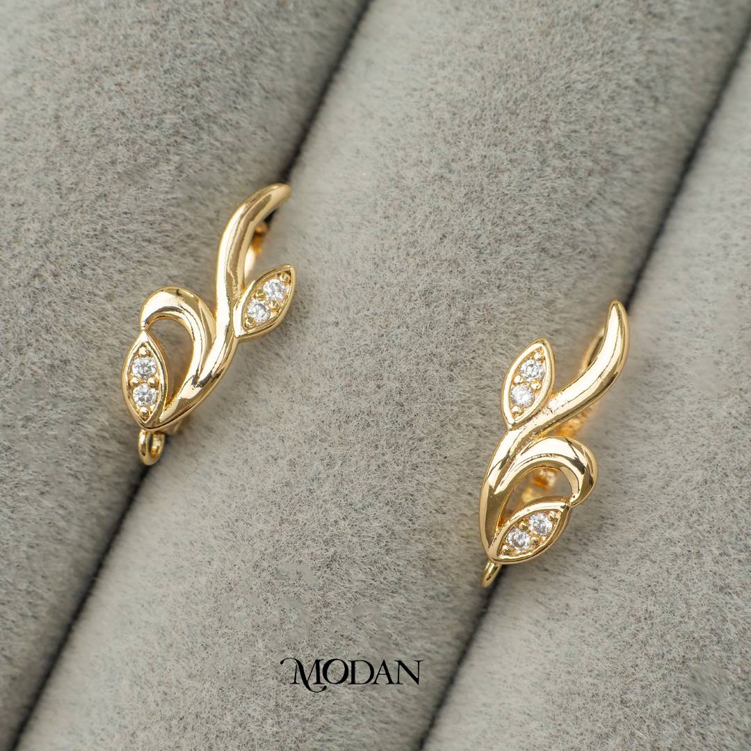 Leaf Batik Shaped English Lock Earrings DIY Earrings Findings Pengait Anting Daun Daun Unfinished Hypoallergenic Gold Filled