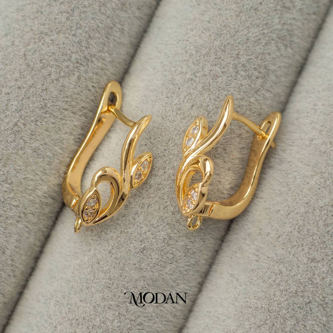 Leaf Batik Shaped English Lock Earrings DIY Earrings Findings Pengait Anting Daun Daun Unfinished Hypoallergenic Gold Filled