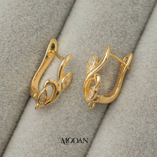 Leaf Batik Shaped English Lock Earrings DIY Earrings Findings Pengait Anting Daun Daun Unfinished Hypoallergenic Gold Filled