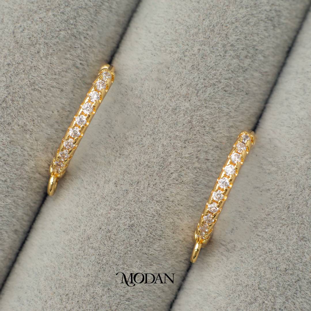 (18mm) Micro Paved  Zirconia Hoops Earring DIY Earrings Findings Pengait Anting Bulat Mata Pasir Unfinished Hypoallergenic Gold Filled