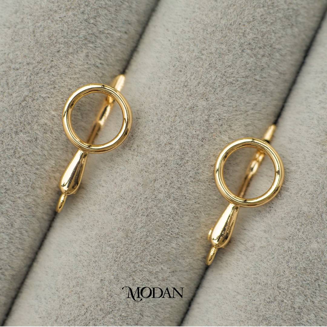 Geometric Round Drip English Lock Earrings DIY Earrings Findings Pengait Anting Polos Bulat Unfinished Hypoallergenic Gold Plated