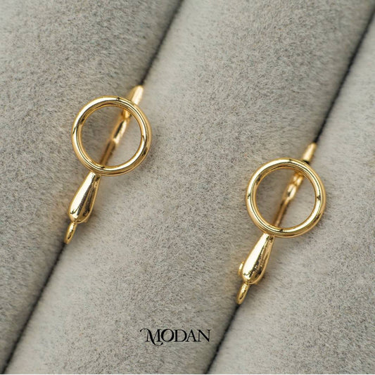 Geometric Round Drip English Lock Earrings DIY Earrings Findings Pengait Anting Polos Bulat Unfinished Hypoallergenic Gold Plated