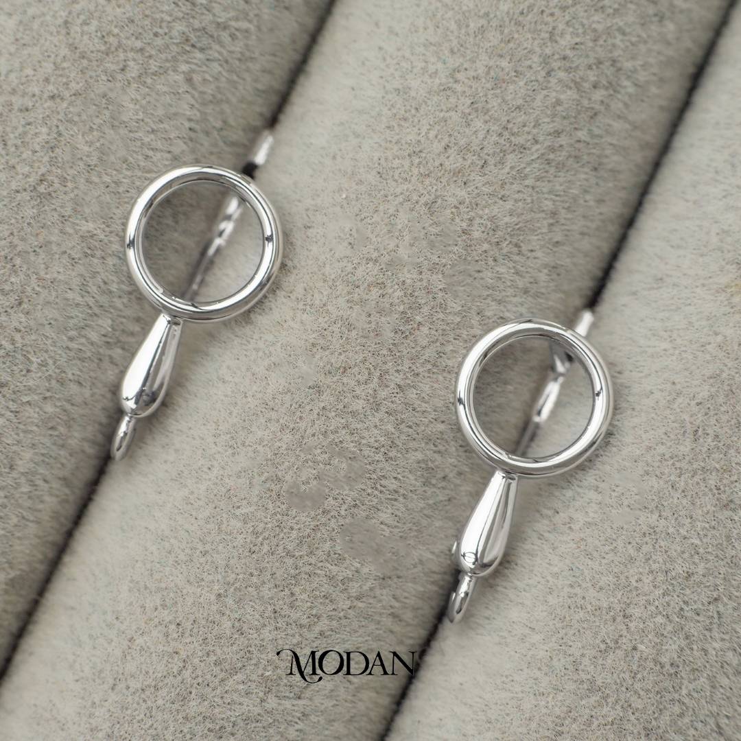 Geometric Round Drip English Lock Earrings DIY Earrings Findings Pengait Anting Polos Bulat Unfinished Hypoallergenic Gold Plated