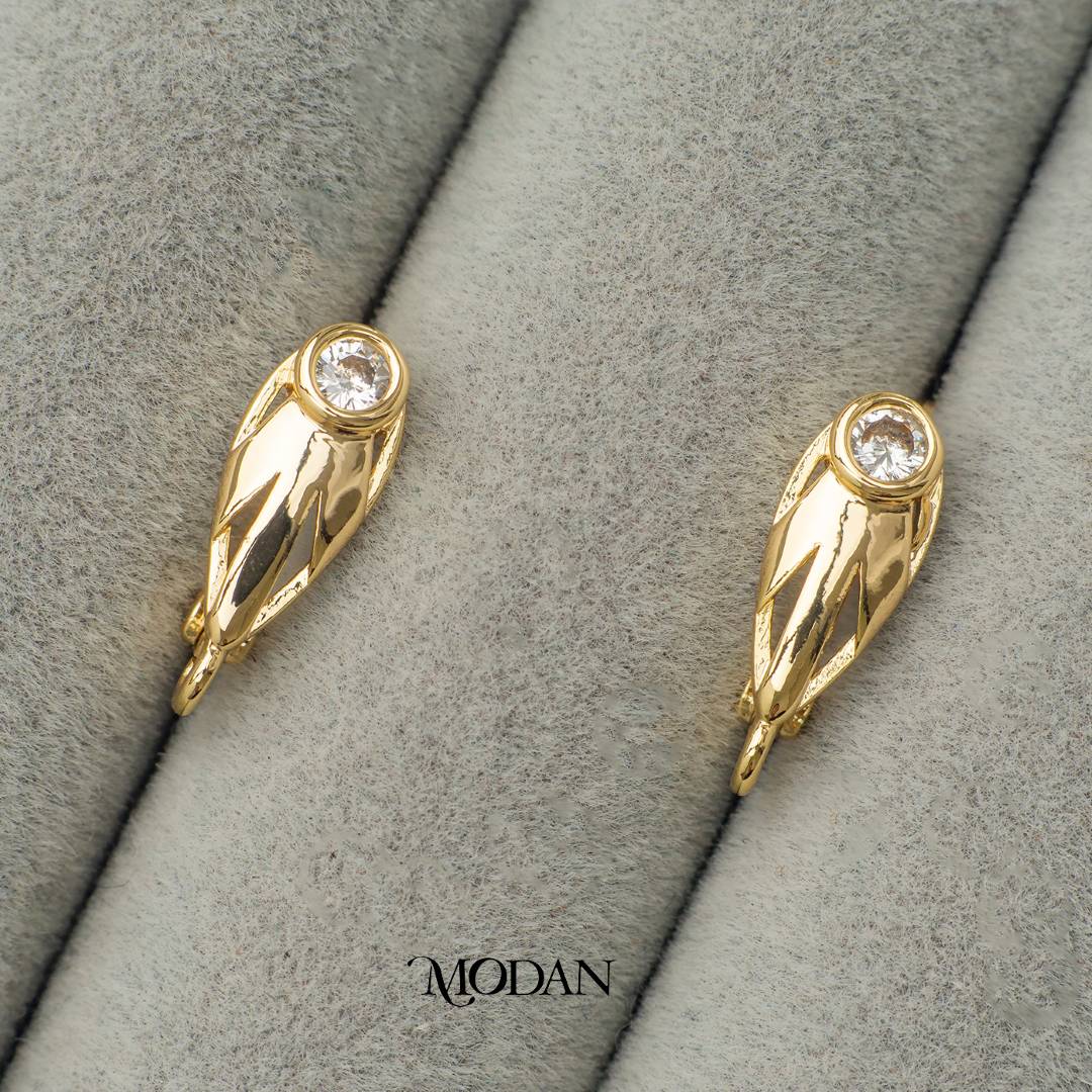 Leaf Shaped English Lock Earrings DIY Earrings Findings Pengait Anting Daun Elegant Unfinished Hypoallergenic Gold Plated