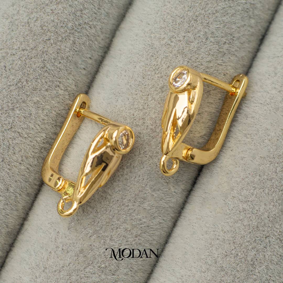 Leaf Shaped English Lock Earrings DIY Earrings Findings Pengait Anting Daun Elegant Unfinished Hypoallergenic Gold Plated
