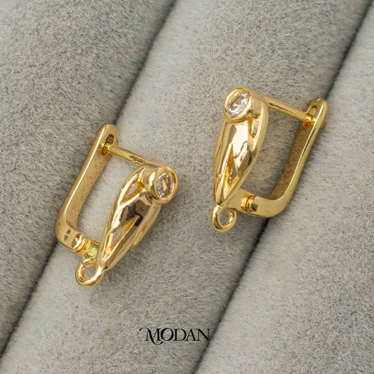 Leaf Shaped English Lock Earrings DIY Earrings Findings Pengait Anting Daun Elegant Unfinished Hypoallergenic Gold Plated