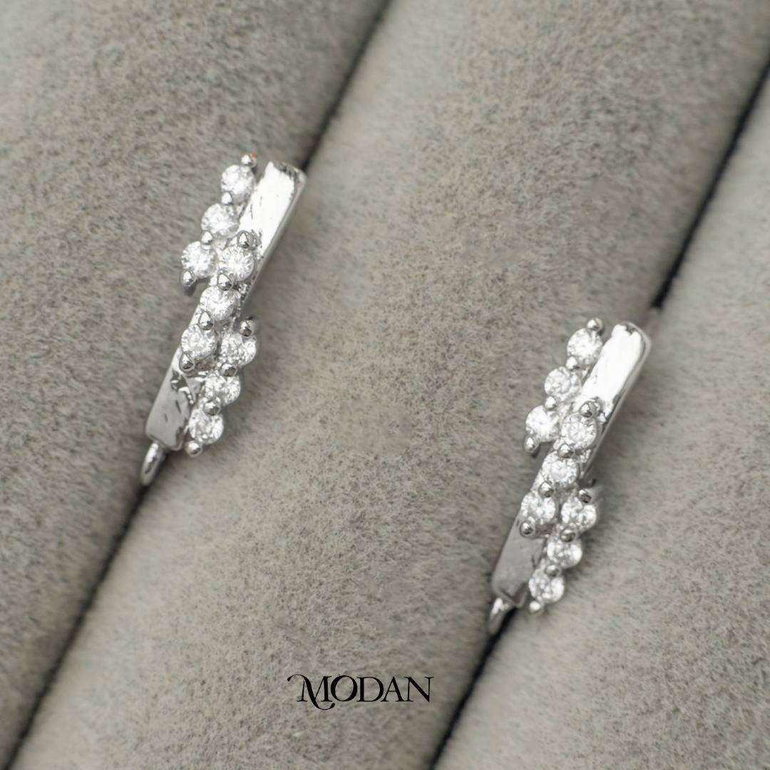 Triple Cubic Zirconia English Lock  DIY Earrings Findings Pengait Anting Berlian Elegant Unfinished Hypoallergenic Gold Filled