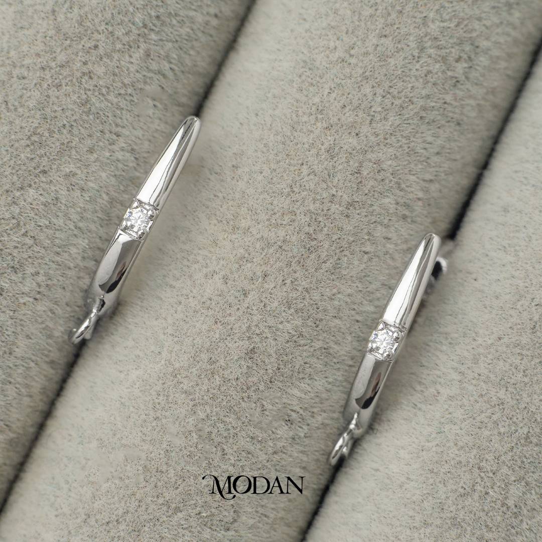 Round Cubic Zirconia English Lock DIY Earrings Findings Pengait Anting Berlian Minimalist Unfinished Hypoallergenic Gold Filled