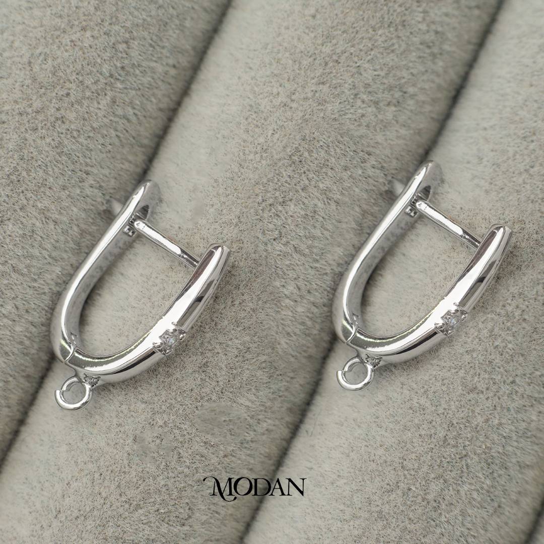 Round Cubic Zirconia English Lock DIY Earrings Findings Pengait Anting Berlian Minimalist Unfinished Hypoallergenic Gold Filled