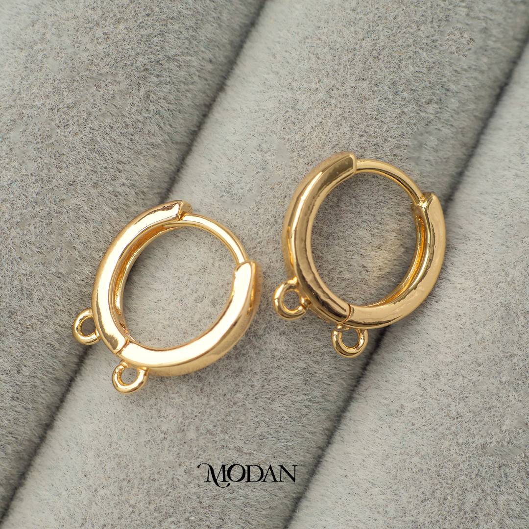 Double Plain Huggie Earring DIY Earrings Findings Pengait Anting Bulat Kecil Dua Pengait Unfinished Hypoallergenic Gold Filled