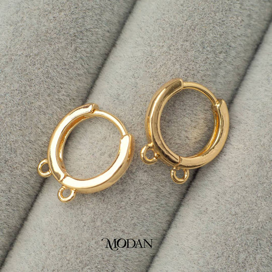 Double Plain Huggie Earring DIY Earrings Findings Pengait Anting Bulat Kecil Dua Pengait Unfinished Hypoallergenic Gold Filled