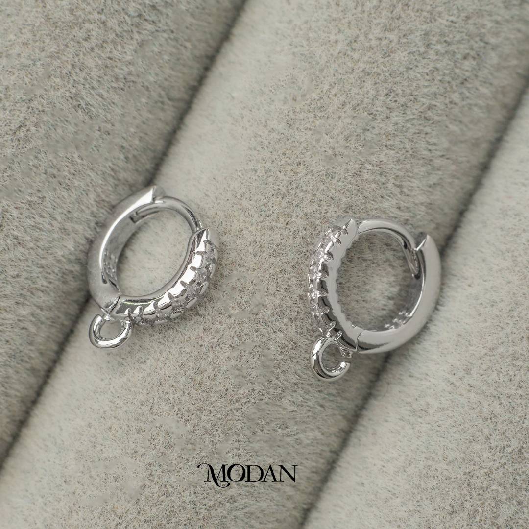 (12mm) Mini Micro Paved Round Huggie Earring DIY Earrings Findings Pengait Anting Bulat Kecil Unfinished Hypoallergenic Gold Filled