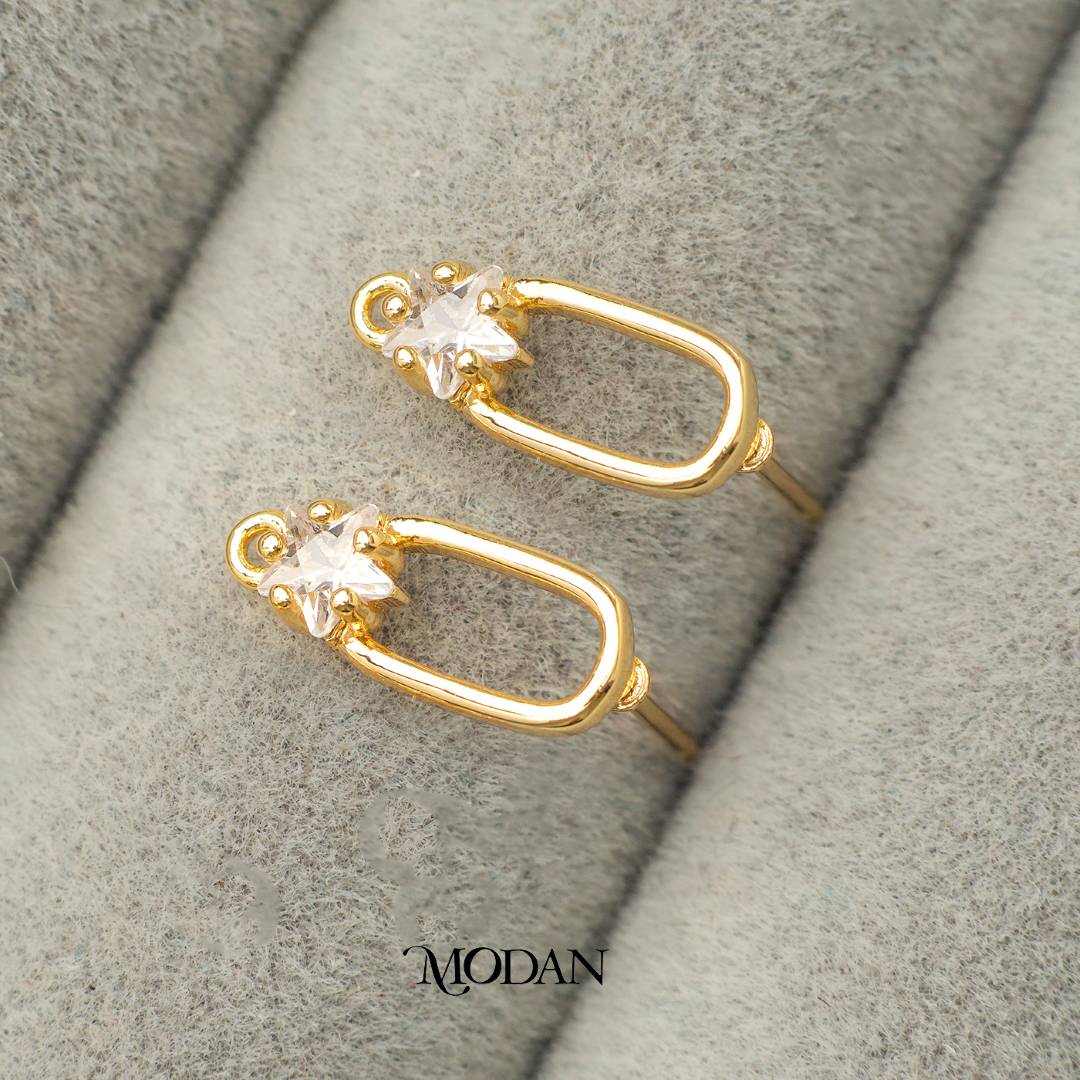 Star Shaped Cubic Zirconia Studs Earring DIY Earrings Findings Pengait Anting Tusuk Berlian Bintang Unfinished Hypoallergenic Gold Filled
