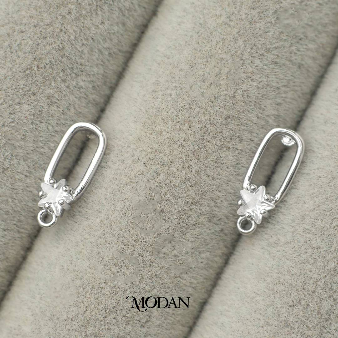 Star Shaped Cubic Zirconia Studs Earring DIY Earrings Findings Pengait Anting Tusuk Berlian Bintang Unfinished Hypoallergenic Gold Filled