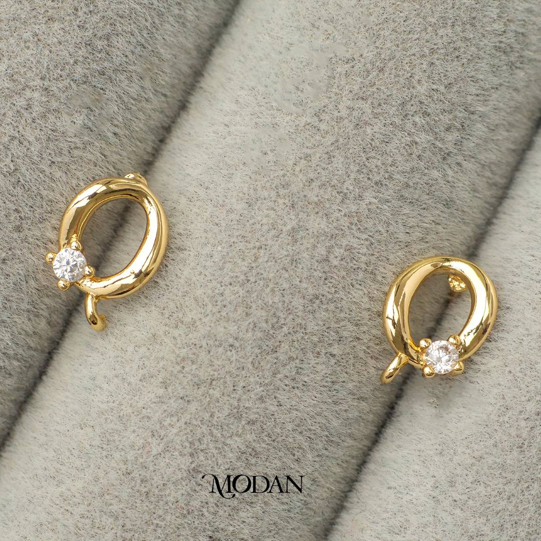 Oval Shaped Cubic Zirconia Studs Earring DIY Earrings Findings Pengait Anting Tusuk Berlian Bulat Unfinished Hypoallergenic Gold Filled