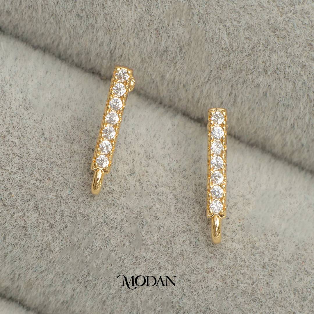 Simple Micro Paved Line Stud Earring DIY Earrings Findings Pengait Anting Tusuk Berliant Unfinished Hypoallergenic Gold Filled