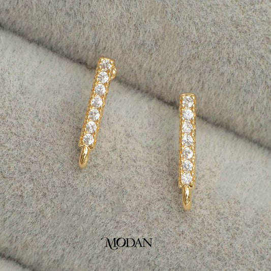 Simple Micro Paved Line Stud Earring DIY Earrings Findings Pengait Anting Tusuk Berliant Unfinished Hypoallergenic Gold Filled