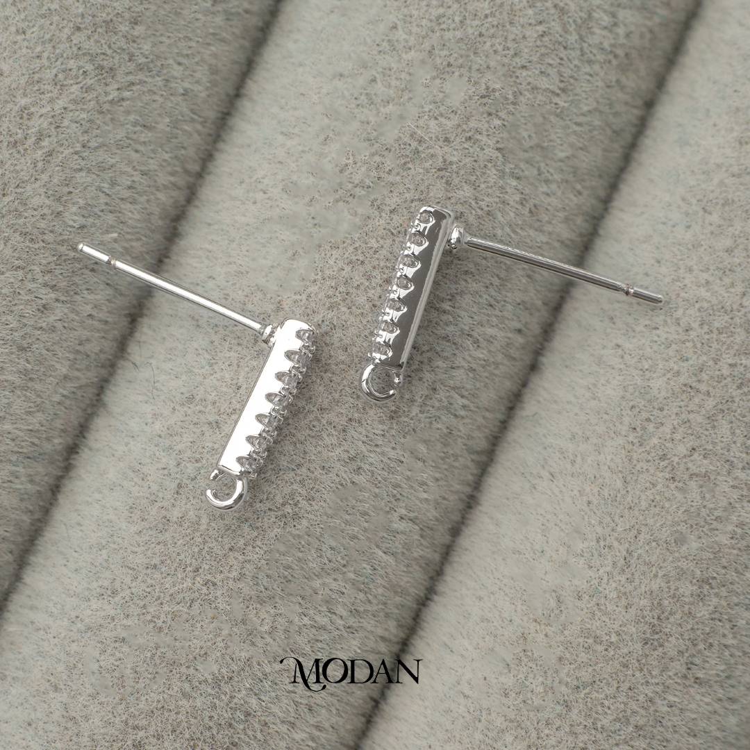 Simple Micro Paved Line Stud Earring DIY Earrings Findings Pengait Anting Tusuk Berliant Unfinished Hypoallergenic Gold Filled