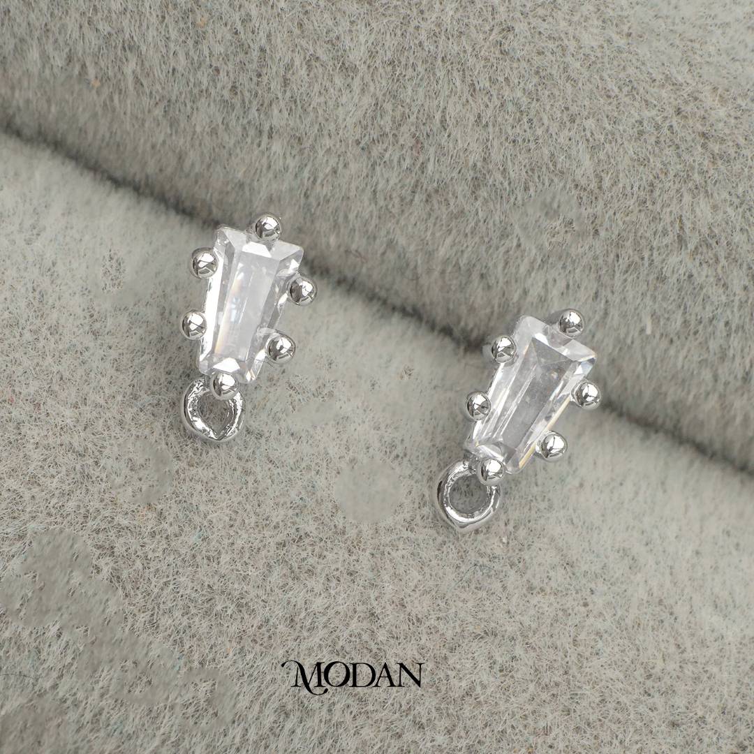 Mini Bagguette Stud Earring DIY Earrings Findings Pengait Anting Tusuk Kecil Berlian Unfinished Hypoallergenic Gold Filled