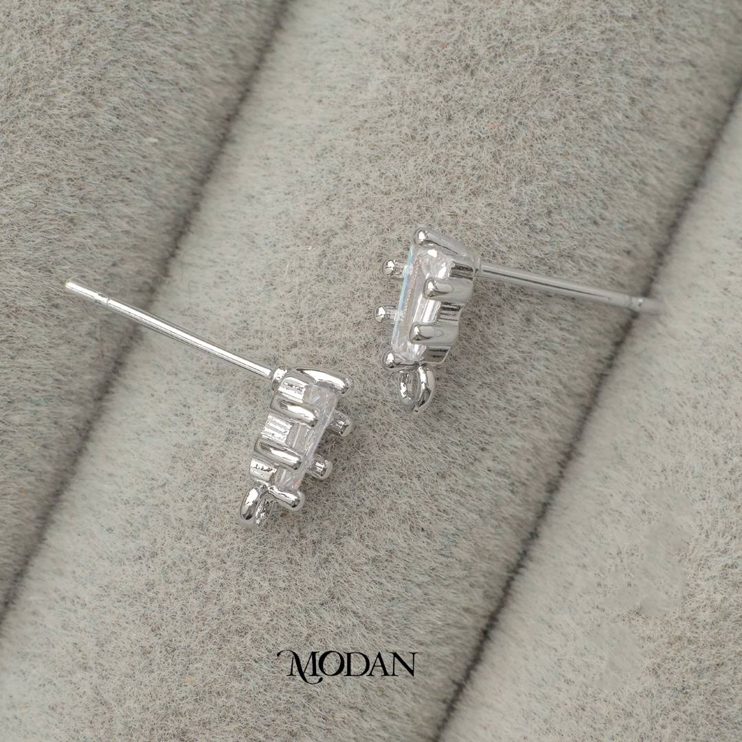 Mini Bagguette Stud Earring DIY Earrings Findings Pengait Anting Tusuk Kecil Berlian Unfinished Hypoallergenic Gold Filled