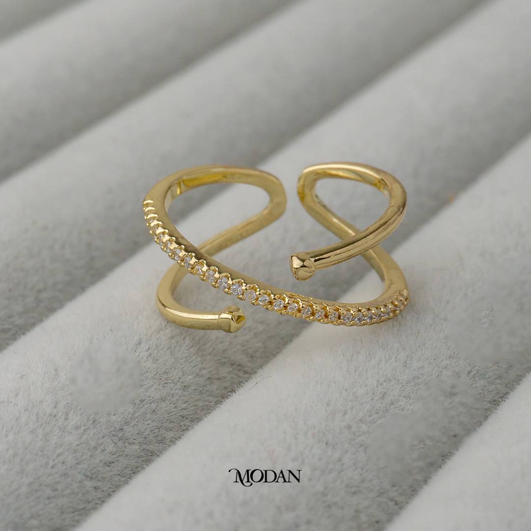 Cross Adjustable Ring Cincin Bentuk Silang Adjustable Hypoallergenic Gold Plated