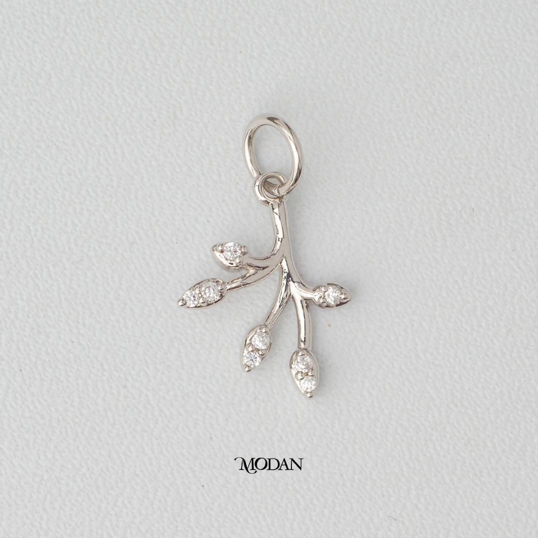 Sparkling Mini Leaf DIY Charm Liontin Daun Zirconia Hypoallergenic Gold Filled