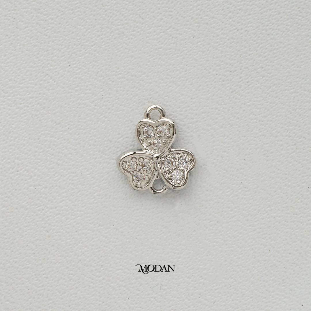 Heart Shaped Clover Petals DIY Connector Liontin Konektor Daun Semanggi Keberuntungan Bentuk Hati Hypoallergenic Gold Plated