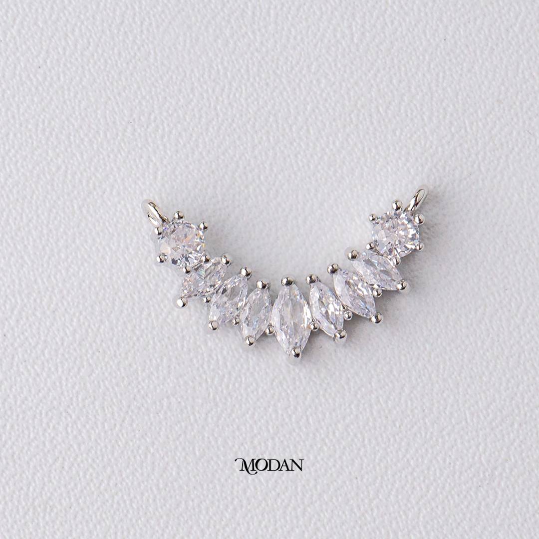 Sparkling Marquise Curved DIY Connector Liontin Konektor Pesta Hypoallergenic Gold Filled