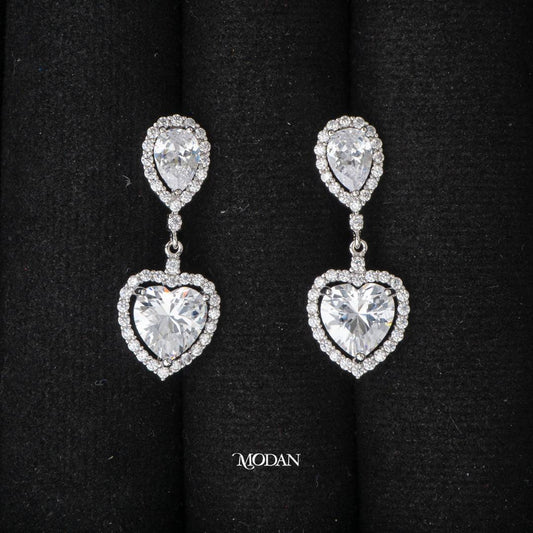 Valentine 2025 Heart Drop Earrings Anting Pesta Hati Elegant Gold Plated