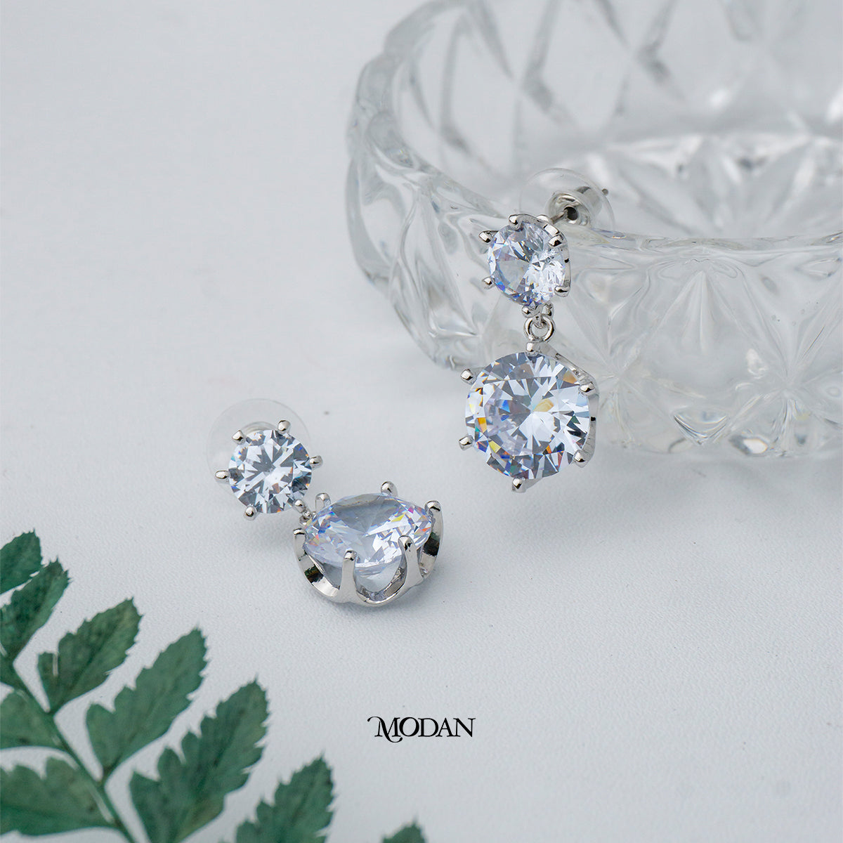 Classic Dangle Drop Earrings Anting Pesta Bulat Hypoallergenic Rhodium Plated
