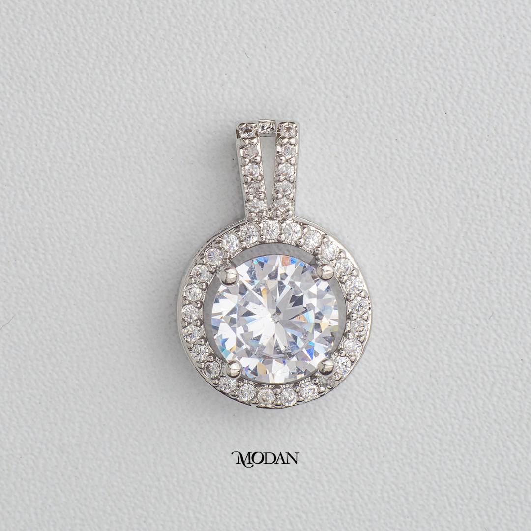 Sparkling Round Pendant DIY Pendant Liontin Kalung Mata Satu Hypoallergenic Gold Filled