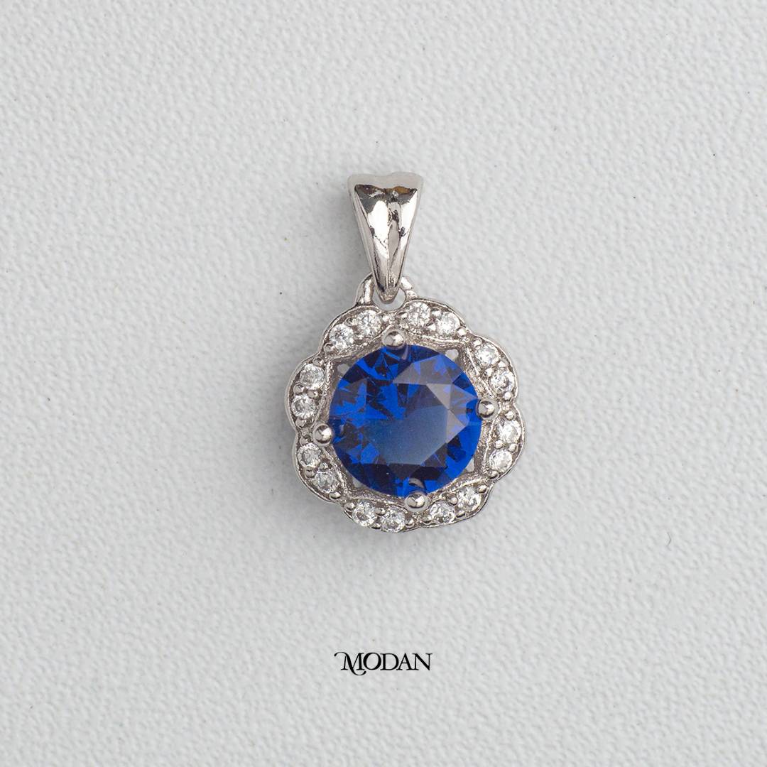 Sapphire Blue Green Red Black Pendant DIY Pendant Liontin Bandul Kalung Bulan Lahir Warna - Warni Hypoallergenic Gold Plated