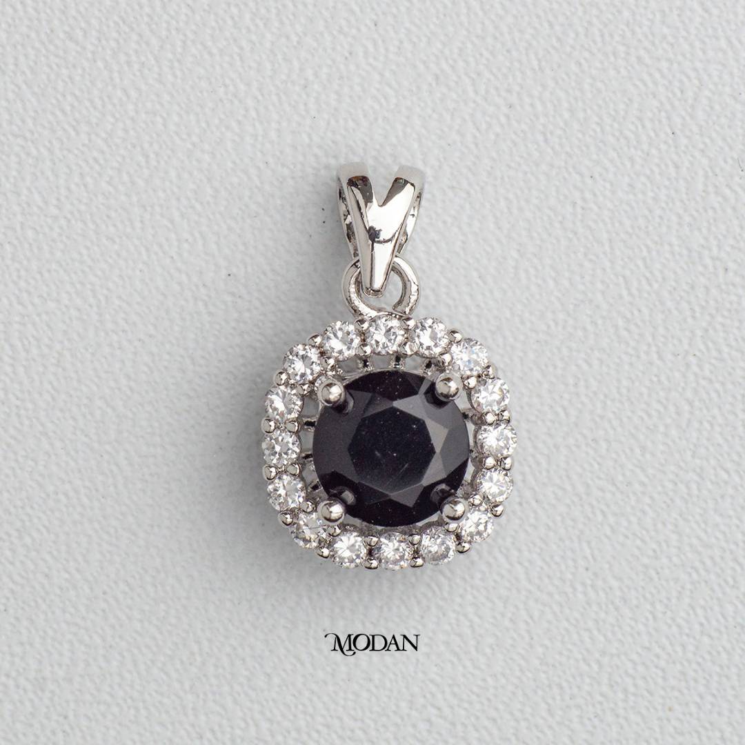 Sapphire Blue Green Red Black Pendant DIY Pendant Liontin Bandul Kalung Bulan Lahir Warna - Warni Hypoallergenic Gold Plated