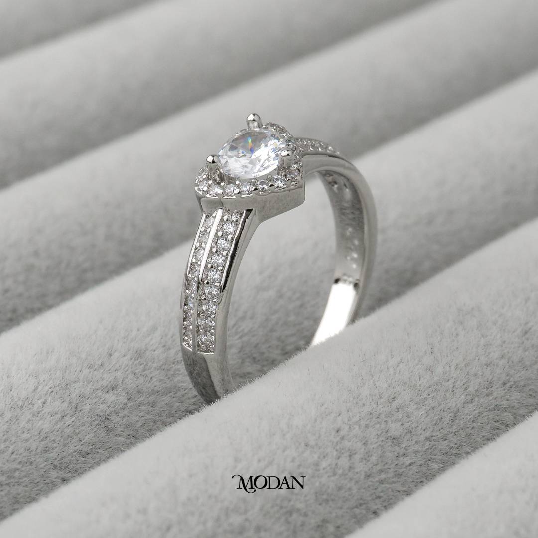 Micro Paved Heart Ring Cincin Hati Butiran Pasir Hypoallergenic Gold Plated