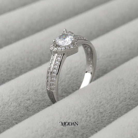 Micro Paved Heart Ring Cincin Hati Butiran Pasir Hypoallergenic Gold Plated