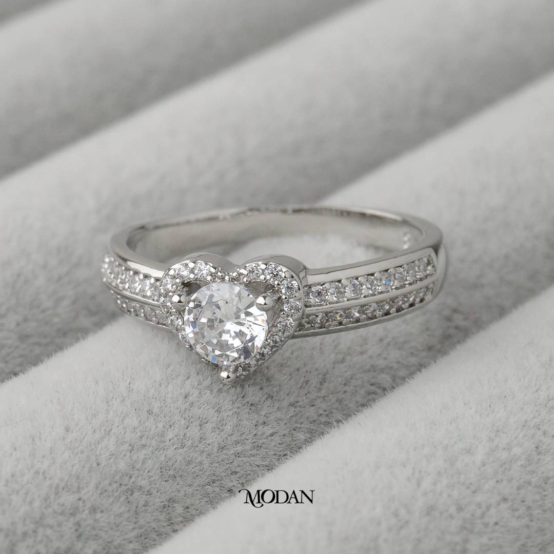Micro Paved Heart Ring Cincin Hati Butiran Pasir Hypoallergenic Gold Plated