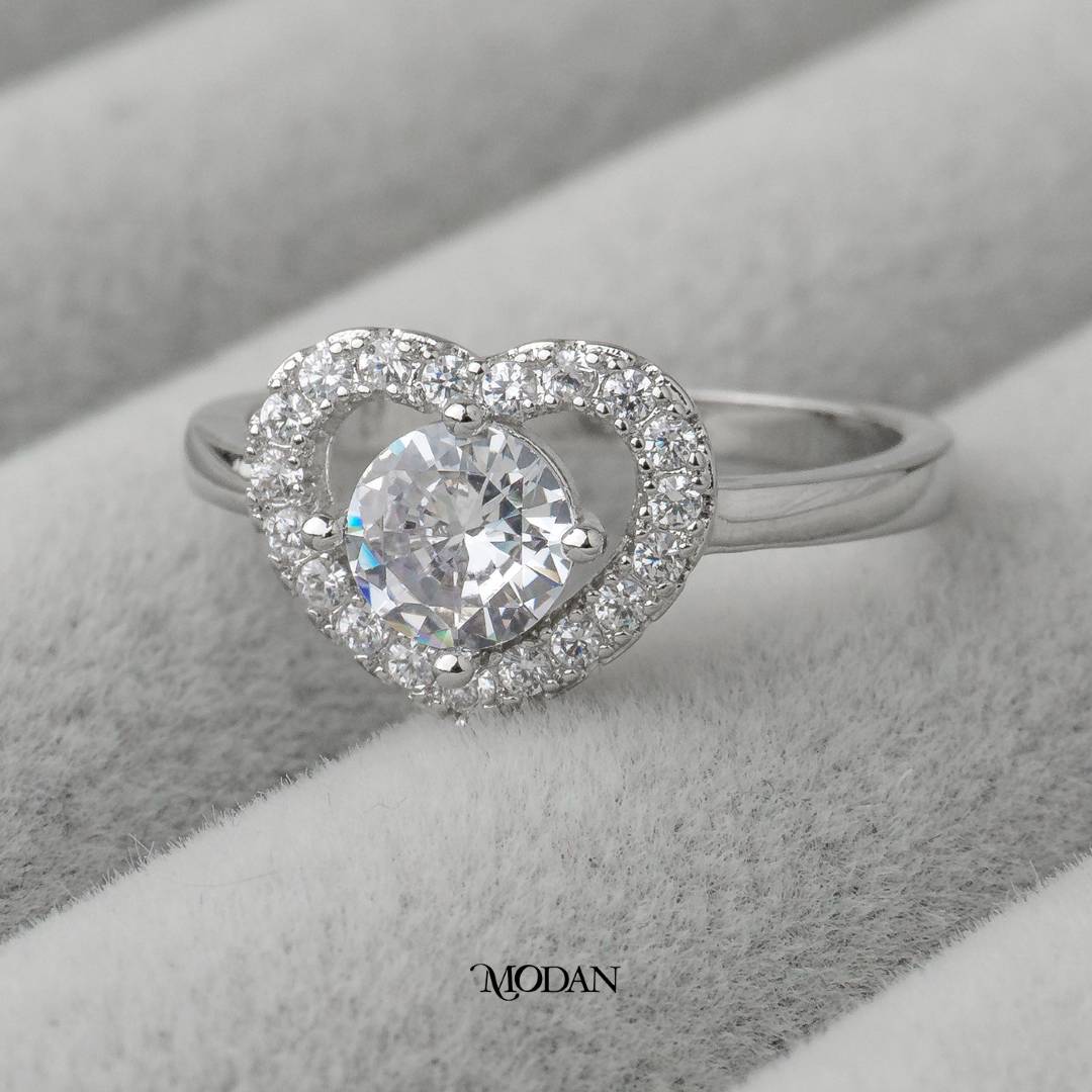 Heart Plain Band Solitaire Wedding Ring Cincin Hati Polos Hypoallergenic Gold Plated