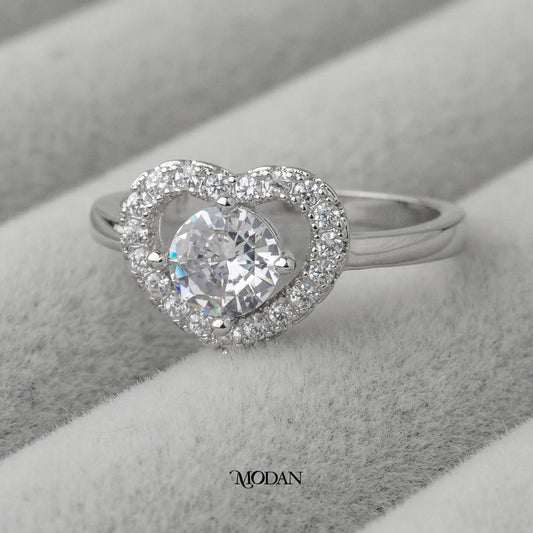 Heart Plain Band Solitaire Wedding Ring Cincin Hati Polos Hypoallergenic Gold Plated