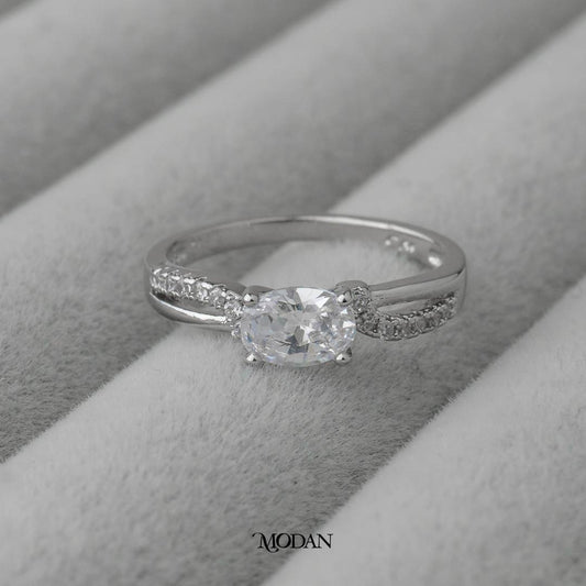Oval Cut Twisted Wedding Ring Cincin Oval Spiral Hypoallergenic Gold Plated