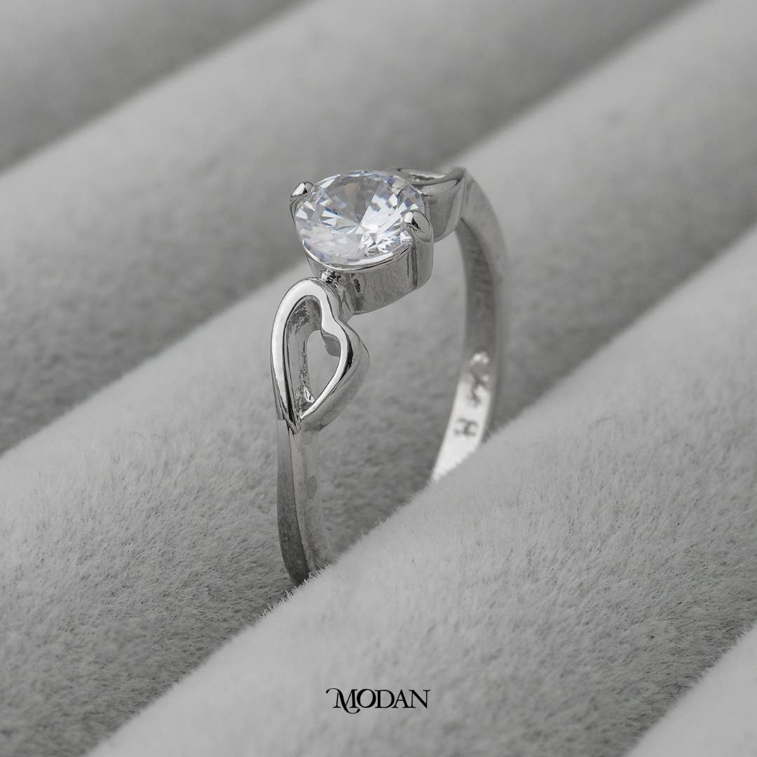 Double Heart Solitaire Wedding Ring Cincin Hati Ganda Hypoallergenic Gold Plated