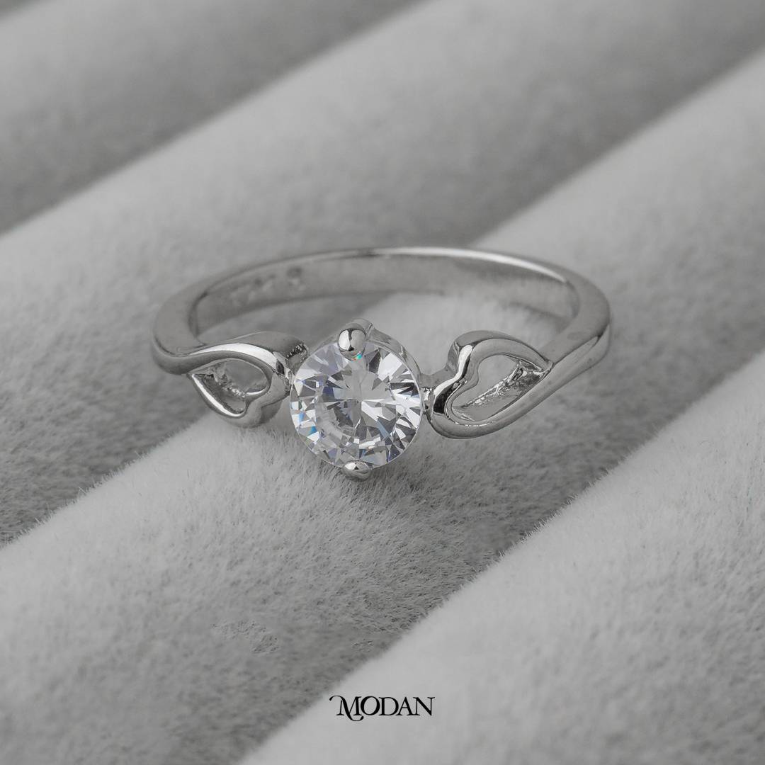 Double Heart Solitaire Wedding Ring Cincin Hati Ganda Hypoallergenic Gold Plated