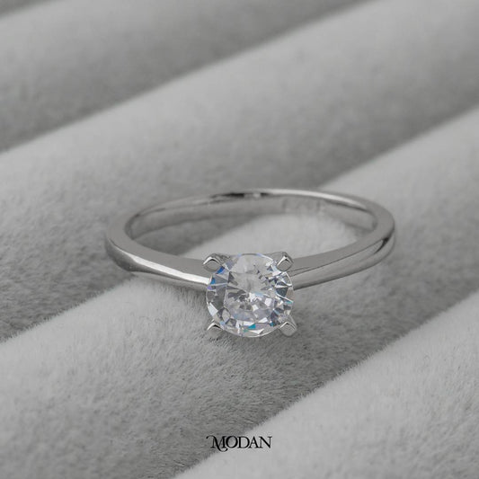 Classic Round Solitaire Wedding Ring Cincin Bulat Minimalist Hypoallergenic Gold Plated
