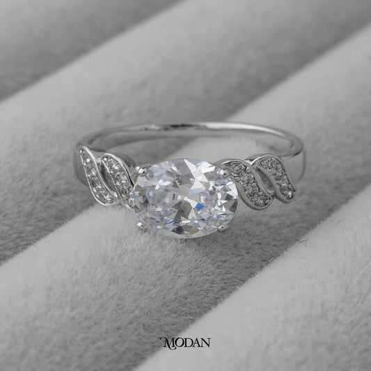 Oval Twisted Solitaire Wedding Ring Cincin Batuan Pasir Minimalist Hypoallergenic Gold Plated