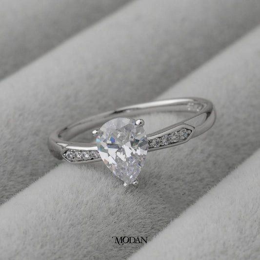Micro Pave Teardrop Wedding Ring Cincin Tetes Air Hypoallergenic Gold Plated