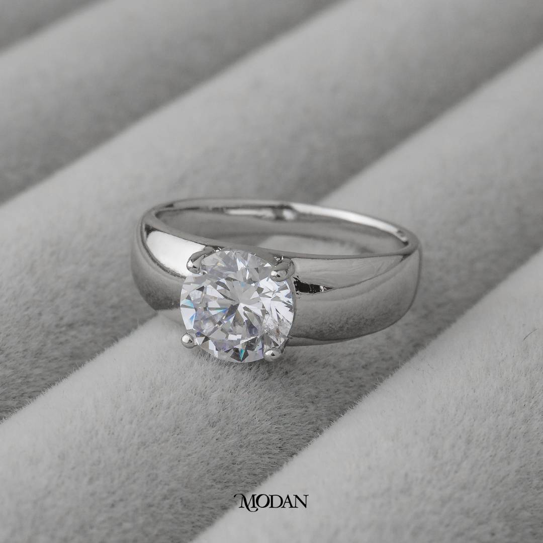 Chungky Round Solitaire Wedding Ring Cincin Bulat Rangka Tebal Hypoallergenic Gold Plated
