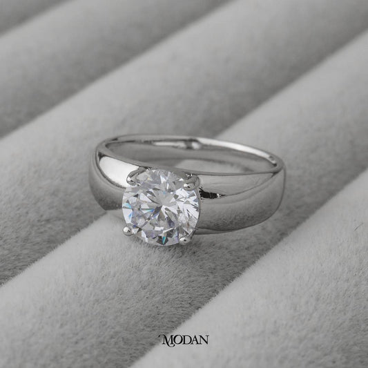 Chungky Round Solitaire Wedding Ring Cincin Bulat Rangka Tebal Hypoallergenic Gold Plated