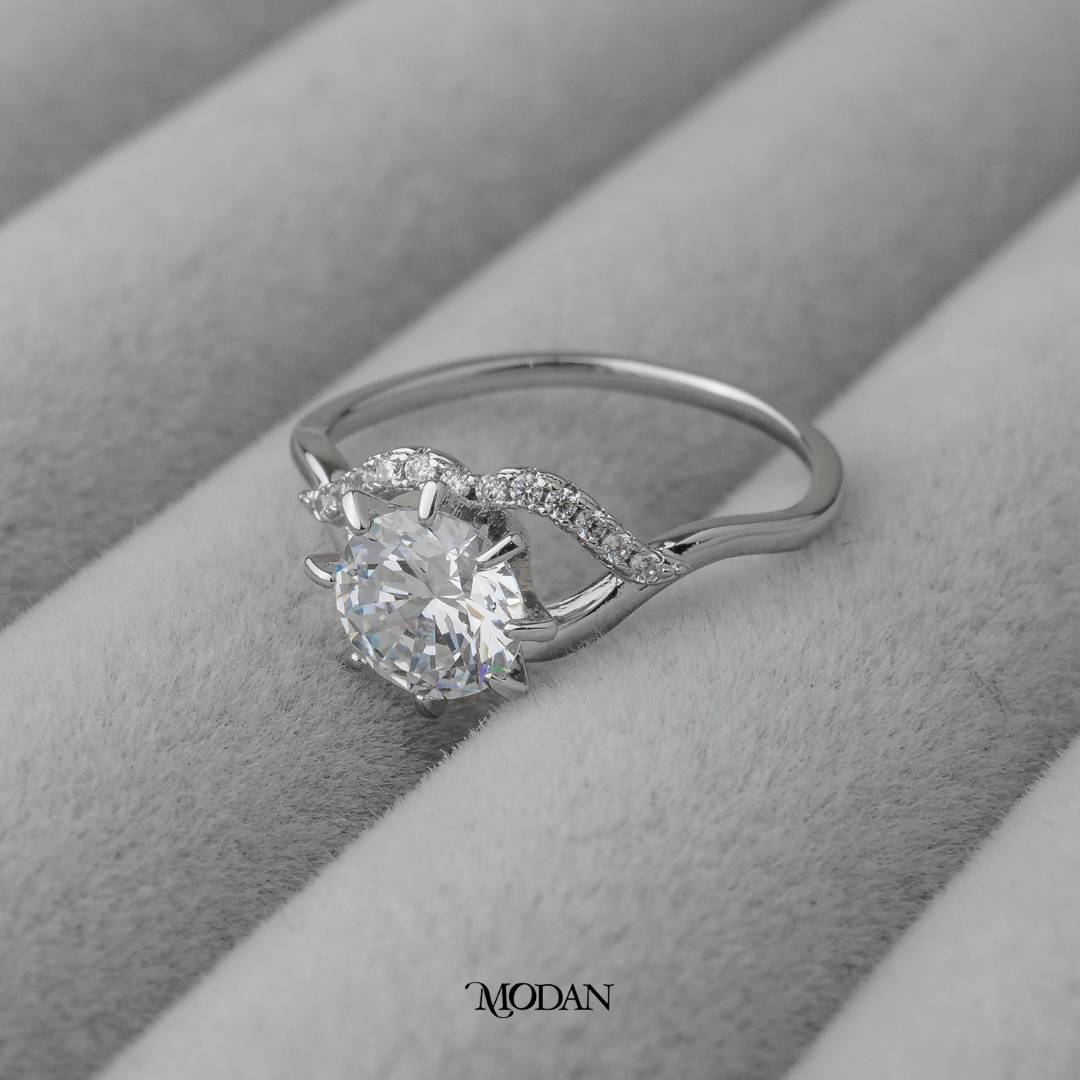 Flower Crown Solitaire Wedding Ring Cincin Mahkota Bunga Hypoallergenic Gold Plated