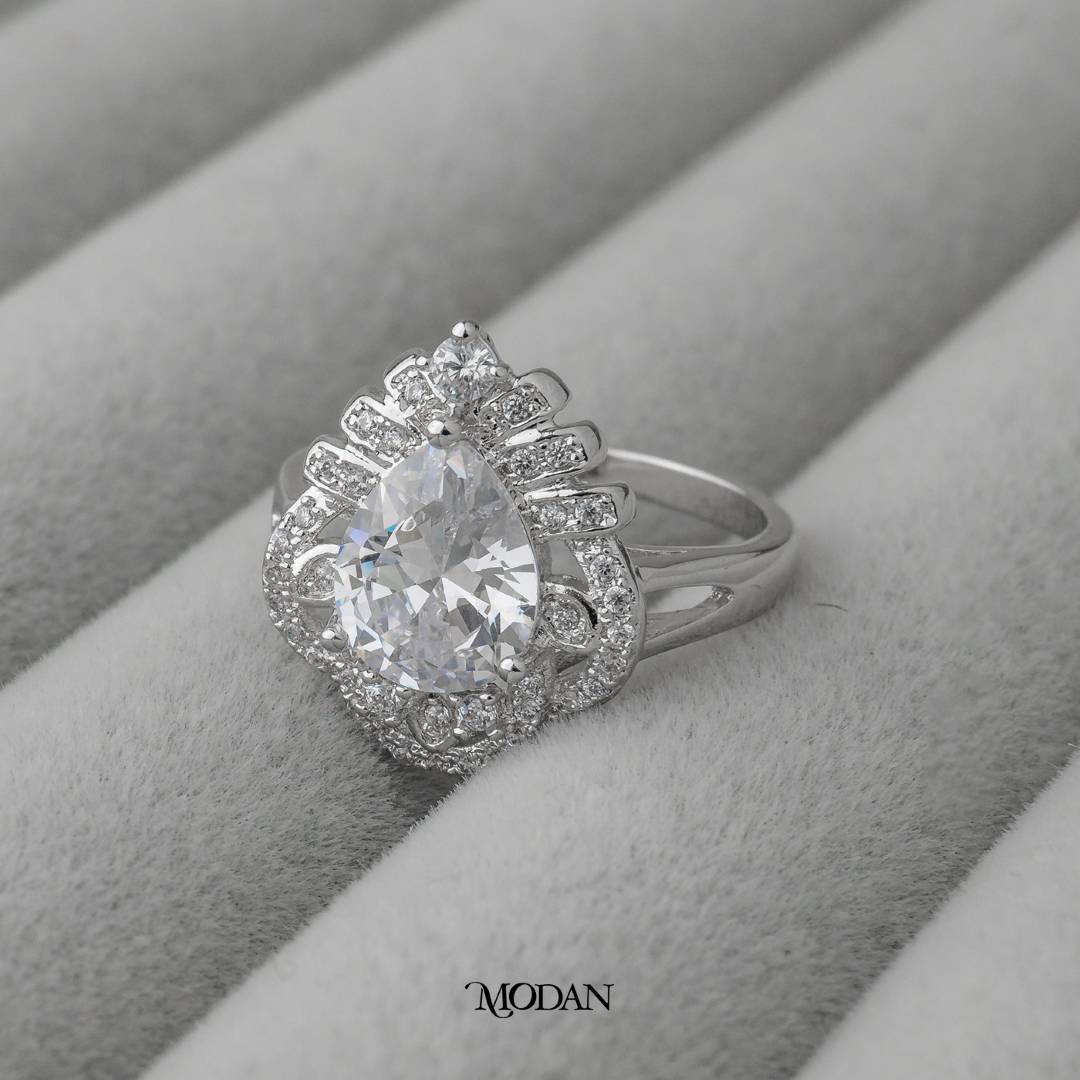 Pear Teardrop Vintage Wedding Ring Cincin Tetes Air Hypoallergenic Gold Plated