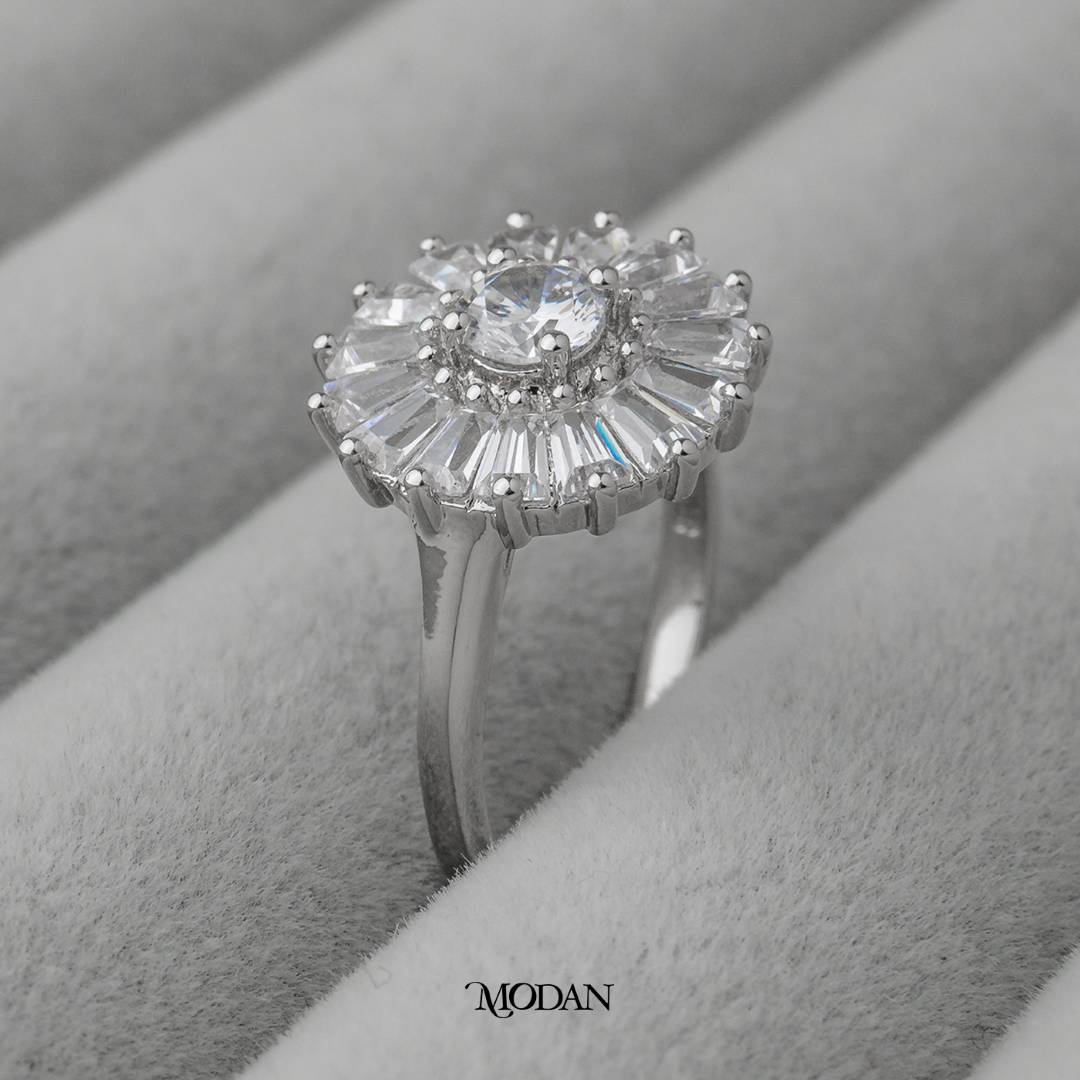Round Bellerina Baguette Wedding Ring Cincin Bulat Balet Hypoallergenic Gold Plated